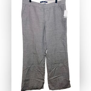 GAP wide leg pants black white check size‎ 10 NWT Linen blend trousers